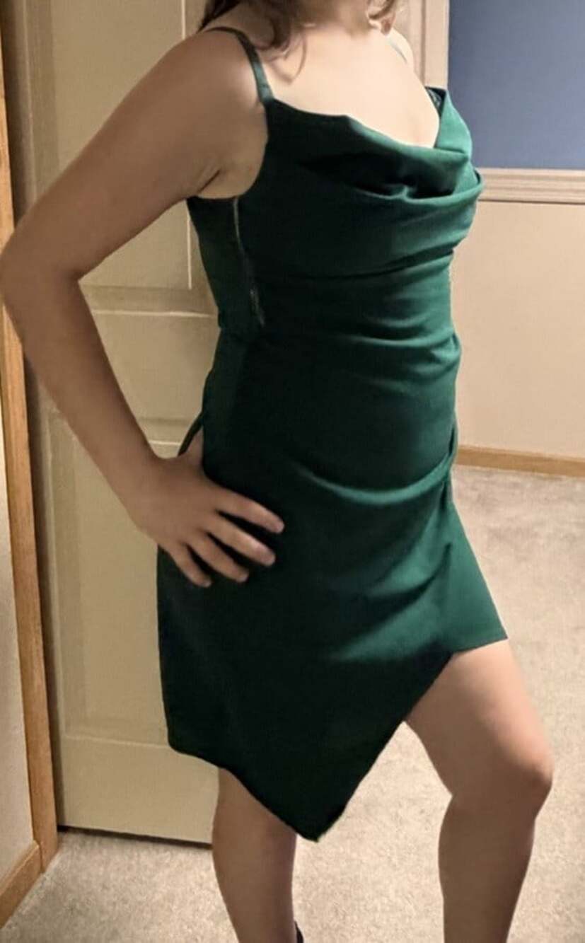 Emerald Green Scoop Neck Tulip Wrap Dress XL Cocktail Party Sleeveless - Picture 2 of 7